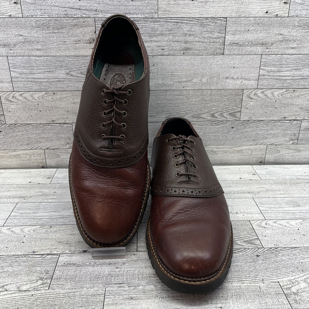 H.S. Trask Saddle Two Tone Brown Bison Leather Oxford‎ Dress Shoes Men Size 10M